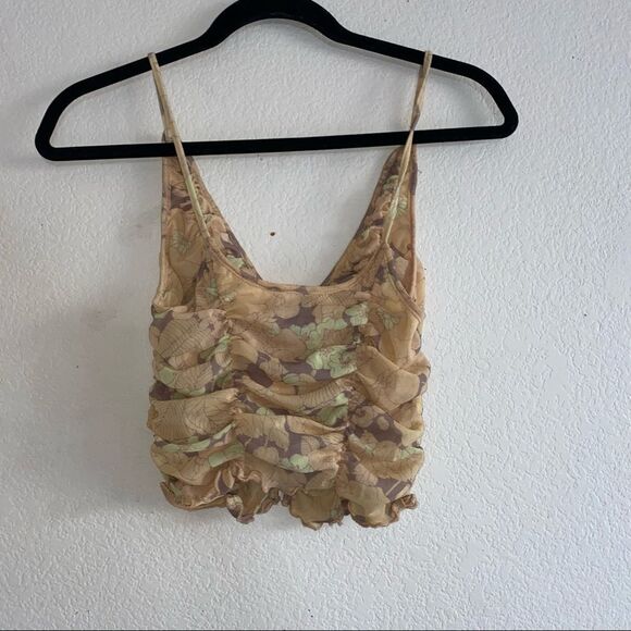 Urban Outfitters UO Yellow Scrunched Corset Style Cami Crop Top - Picture 4 of 7